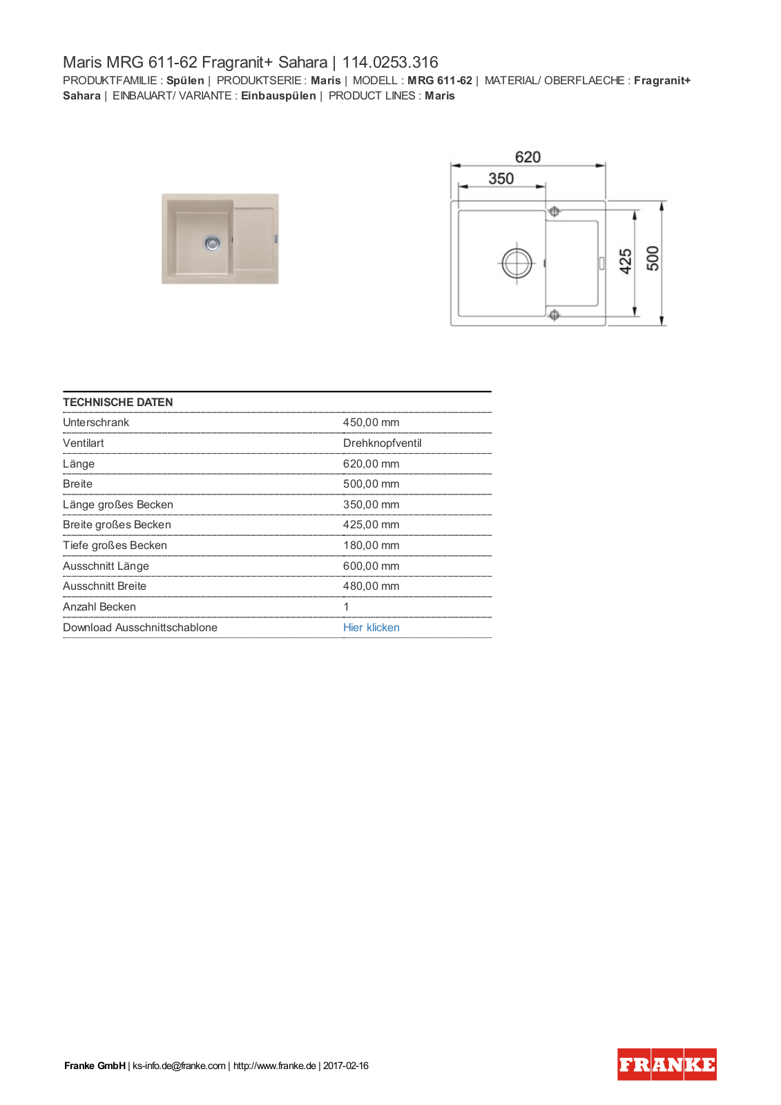 Franke 114.0253.316 Service Manual