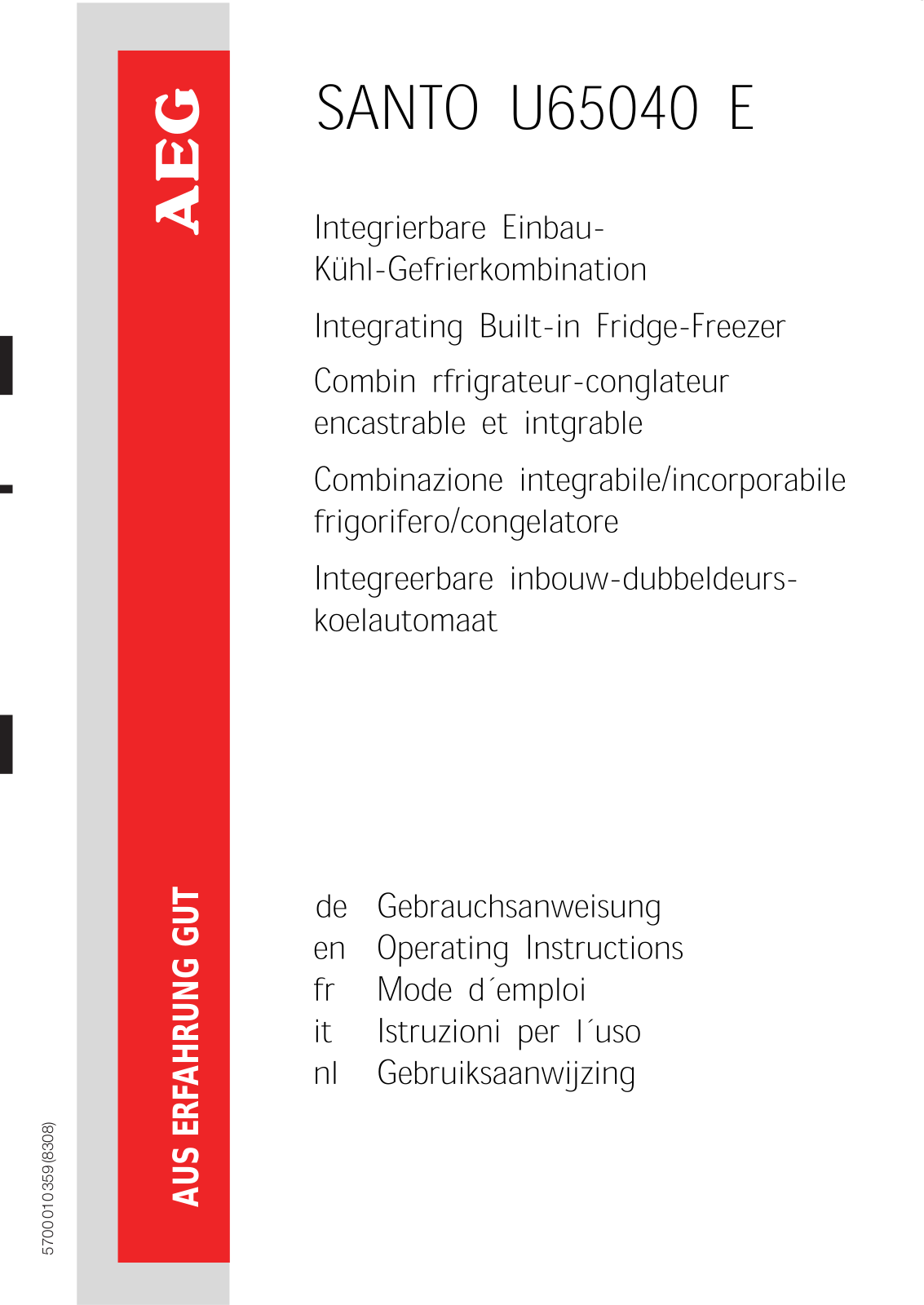 Aeg u65040 e Operating Manual