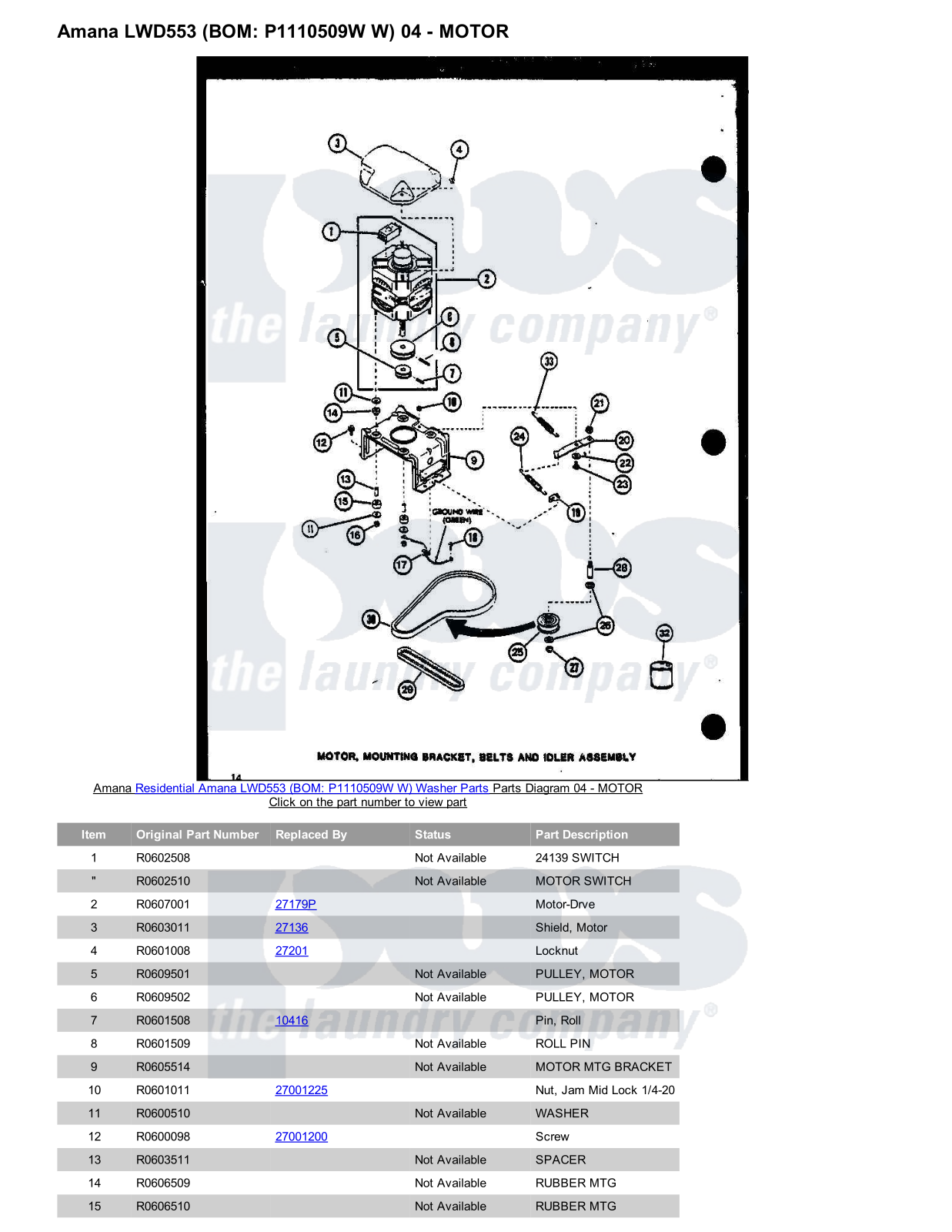 Amana LWD553 Parts Diagram