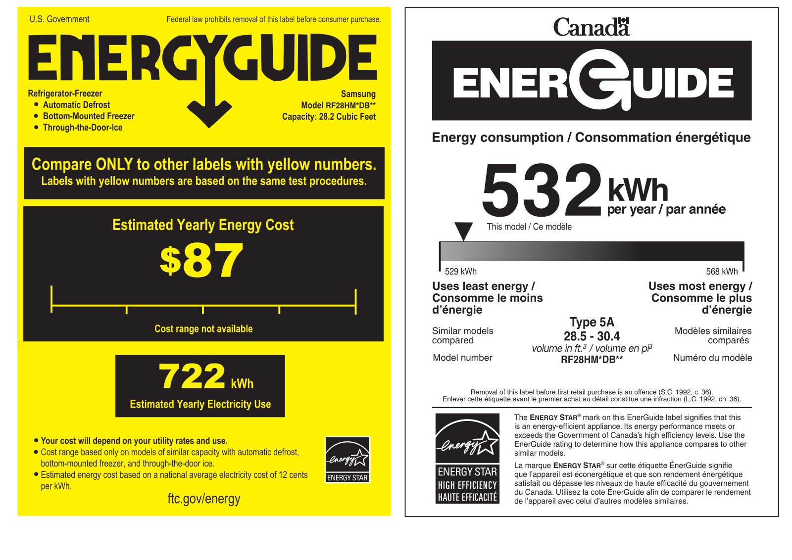 Samsung RF30KMEDBSR Energy Guide