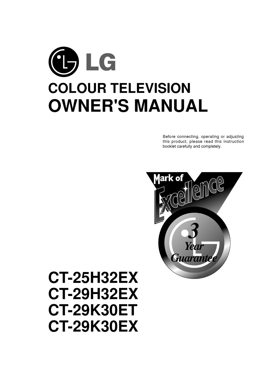 LG CT-29K30ET, CT-29H32EX User Manual