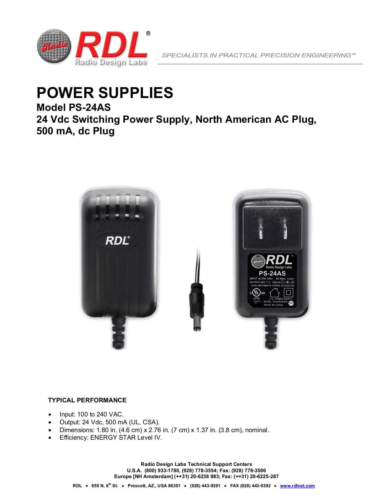 RDL PS-24AS Datasheet