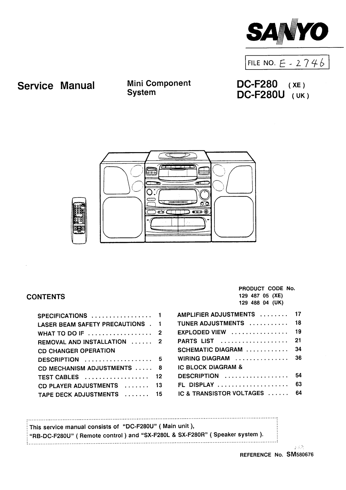 SANYO DC-F280 Service Manual