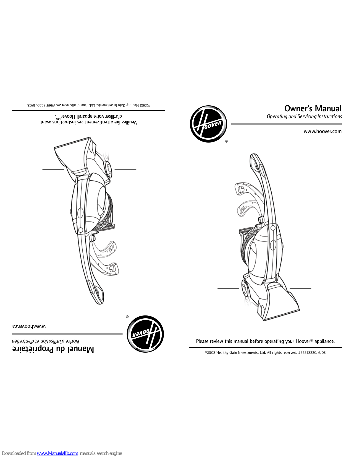 Hoover F6207, F6213, F6213910 Owner's Manual