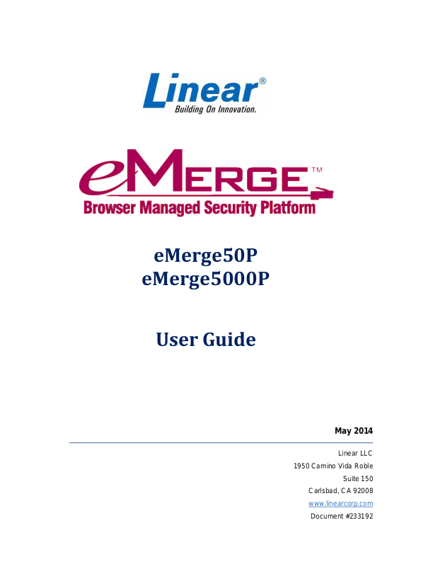 Linear eMerge 50P, eMerge 5000P User Manual