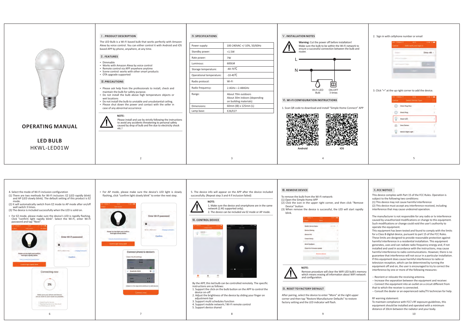 HANK ELECTRONICS LED01W User Manual