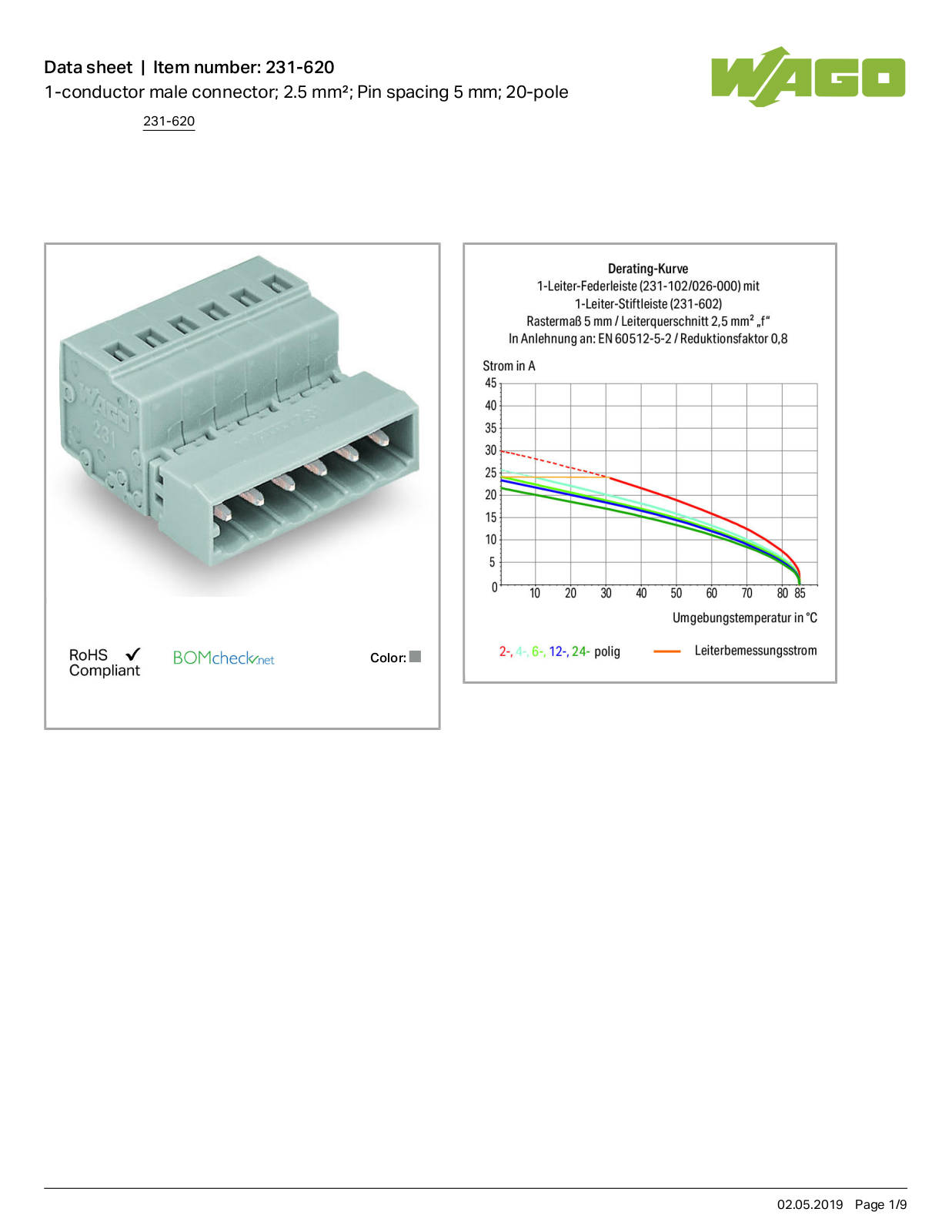 Wago 231-620 Data Sheet