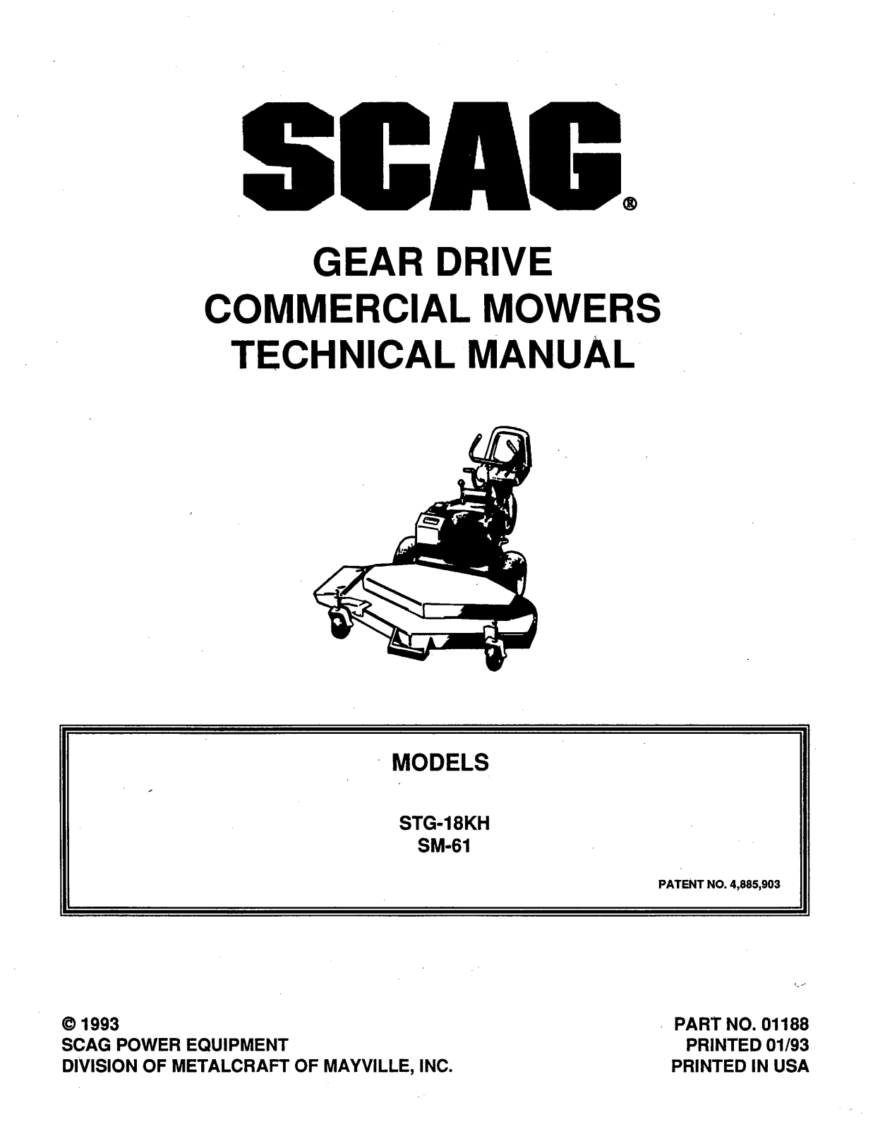 Scag STHM-18KH, STG-18KH, SM-61 User Manual