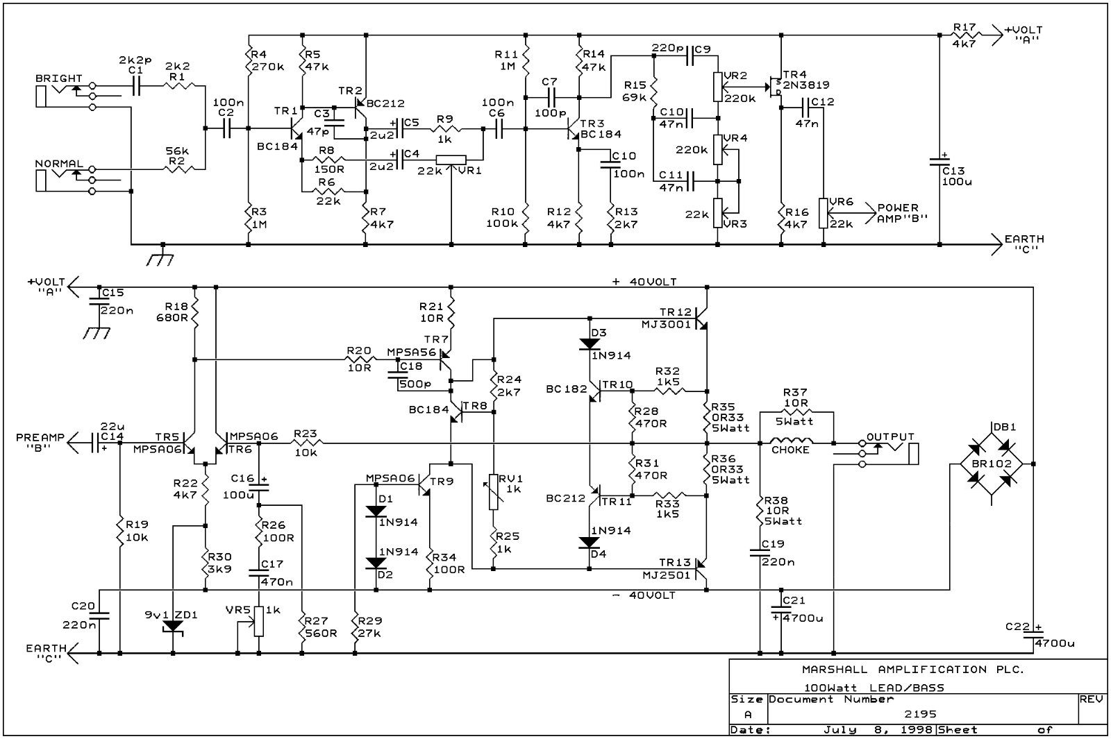 Marshall 2195-100W-Lead-Bass Schematic