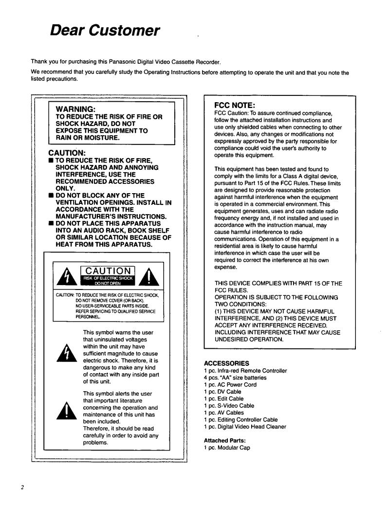 Panasonic AG-DV2000 User Manual