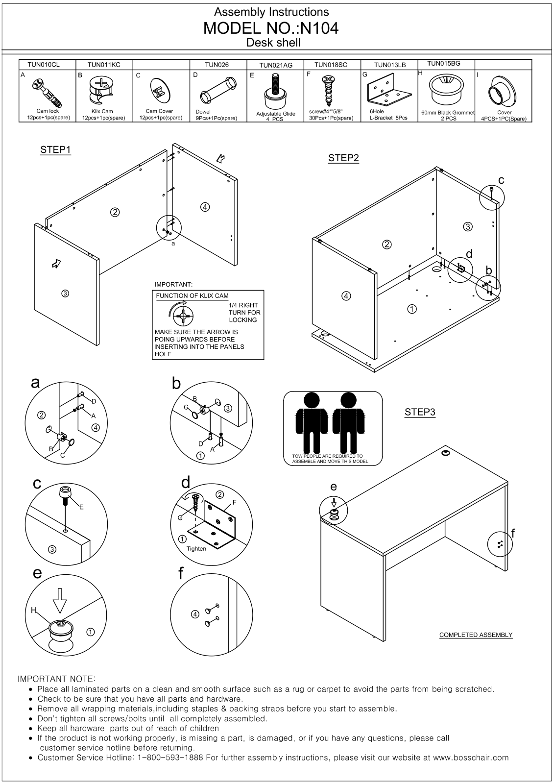 Boss N104DW Assembly Guide