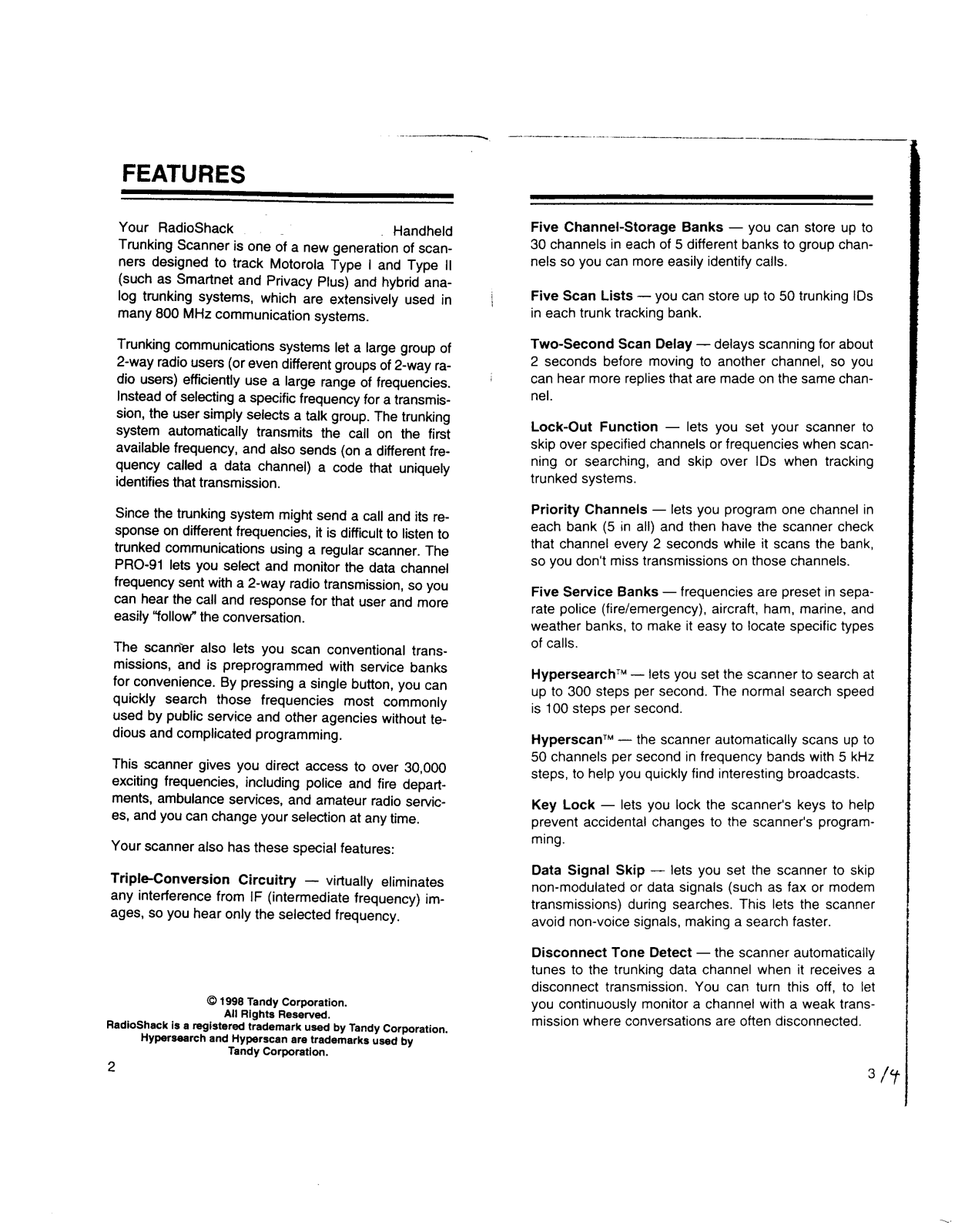 Radio Shack 2000524 Owners Manual