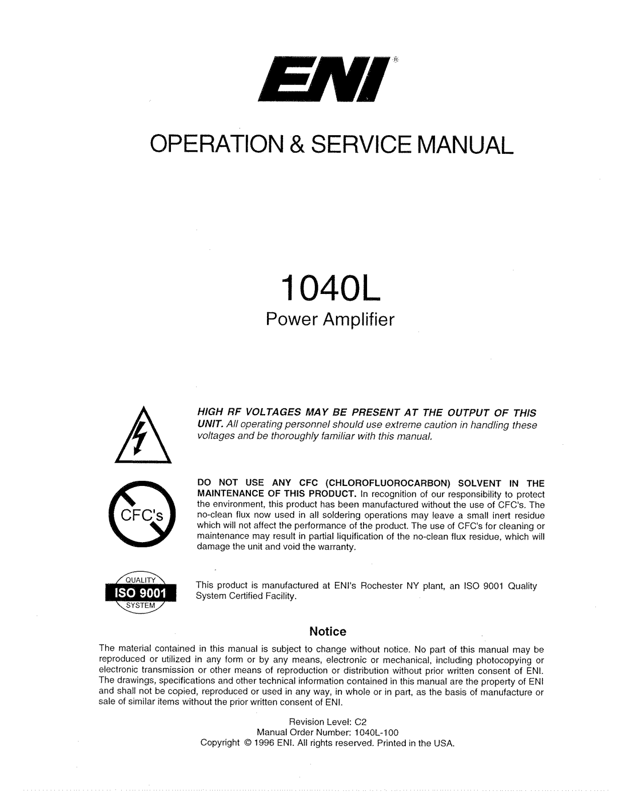 ENI 1040L Service manual