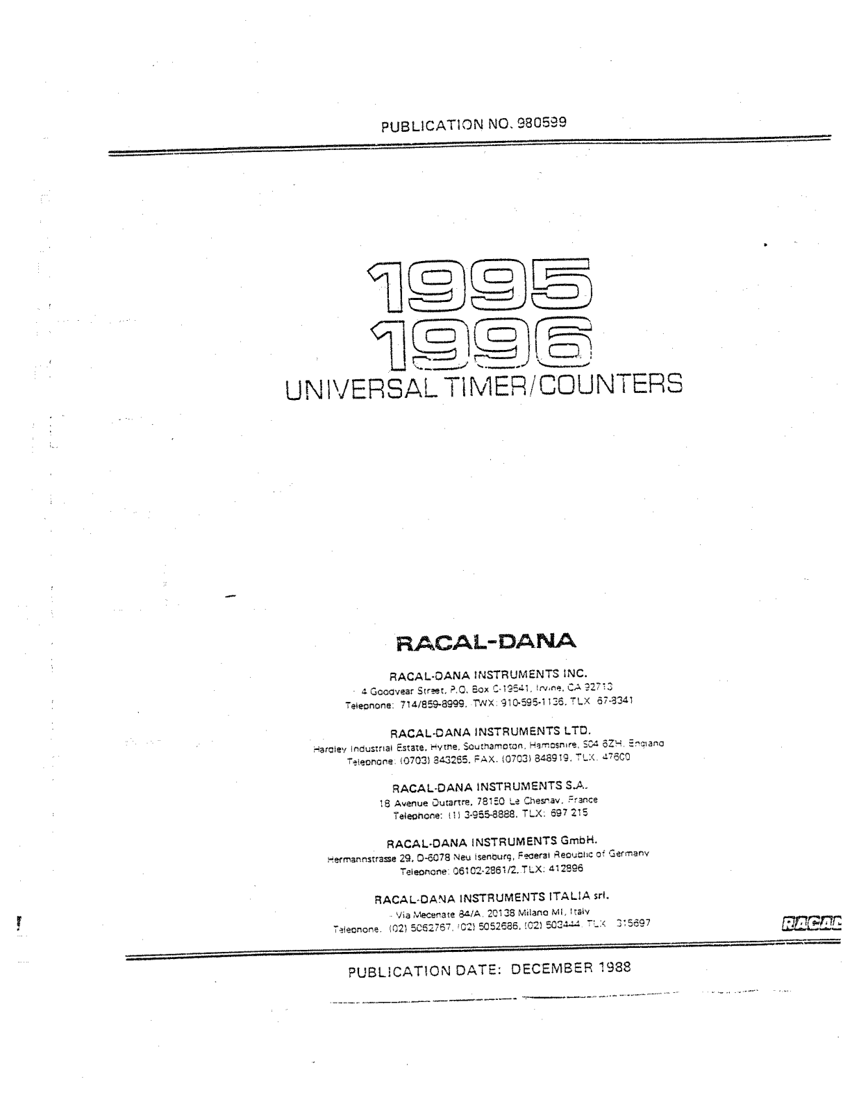 Racal 1995, 1996 User Manual