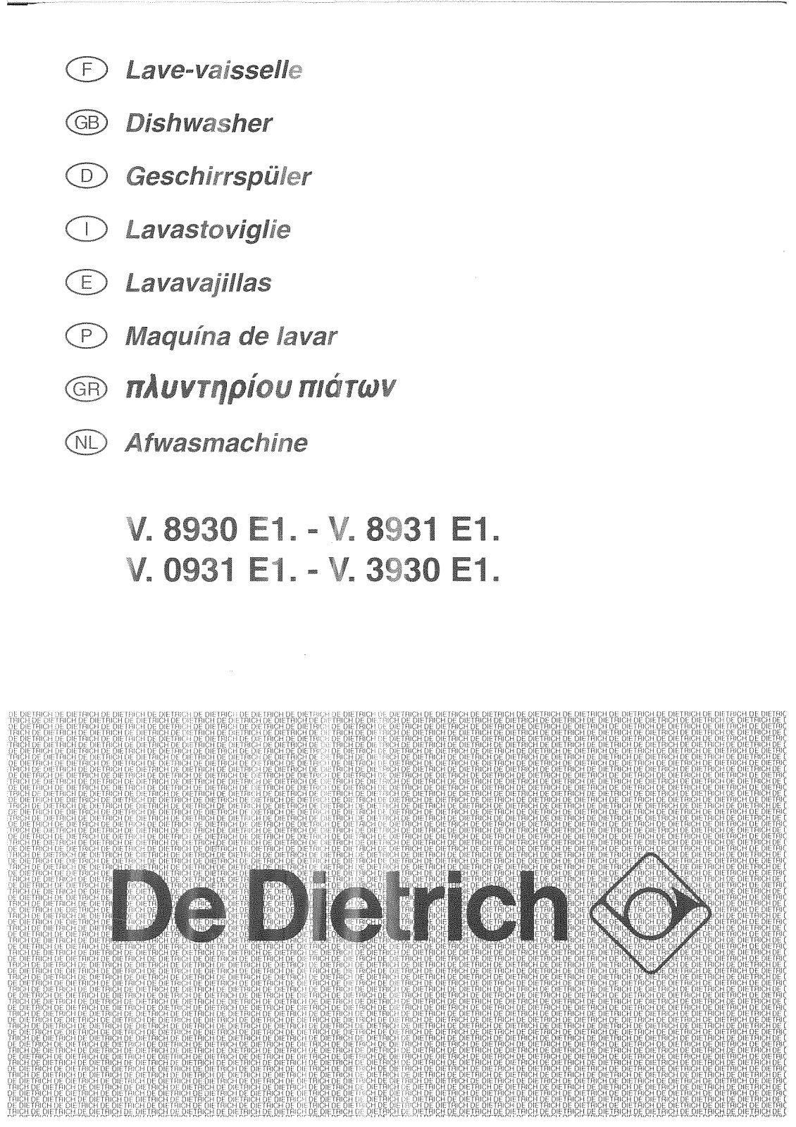 De dietrich VA8931E1, VB8930E1, VN8930E1, VM8931E1, VW8930E1 User Manual