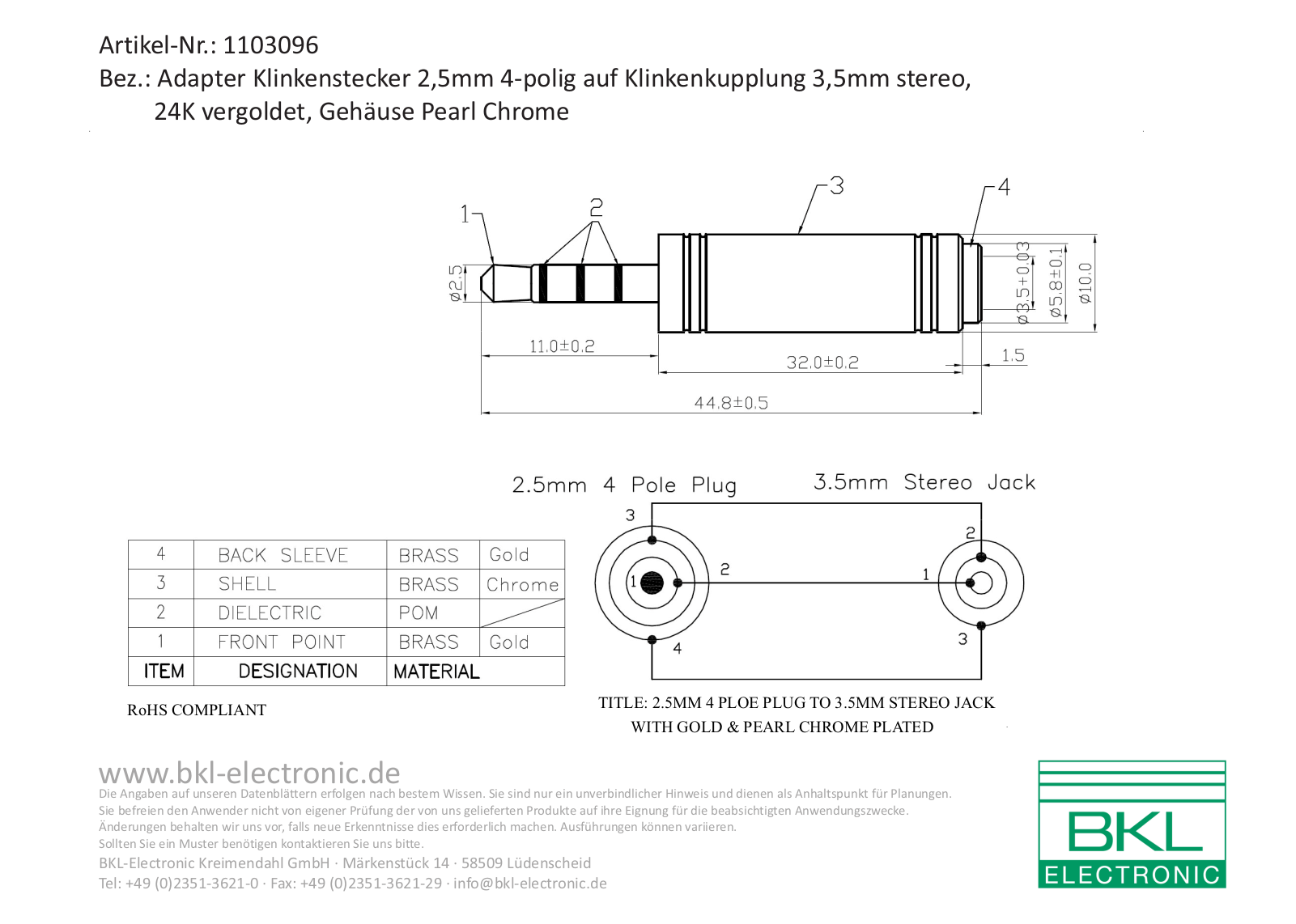 BKL PC ADAP 2,5 Datasheet - ManualMachine.com
