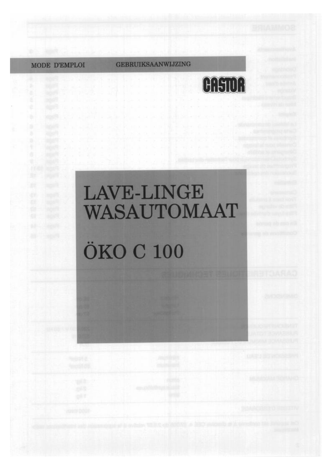 CASTOR OEKOC100 User Manual