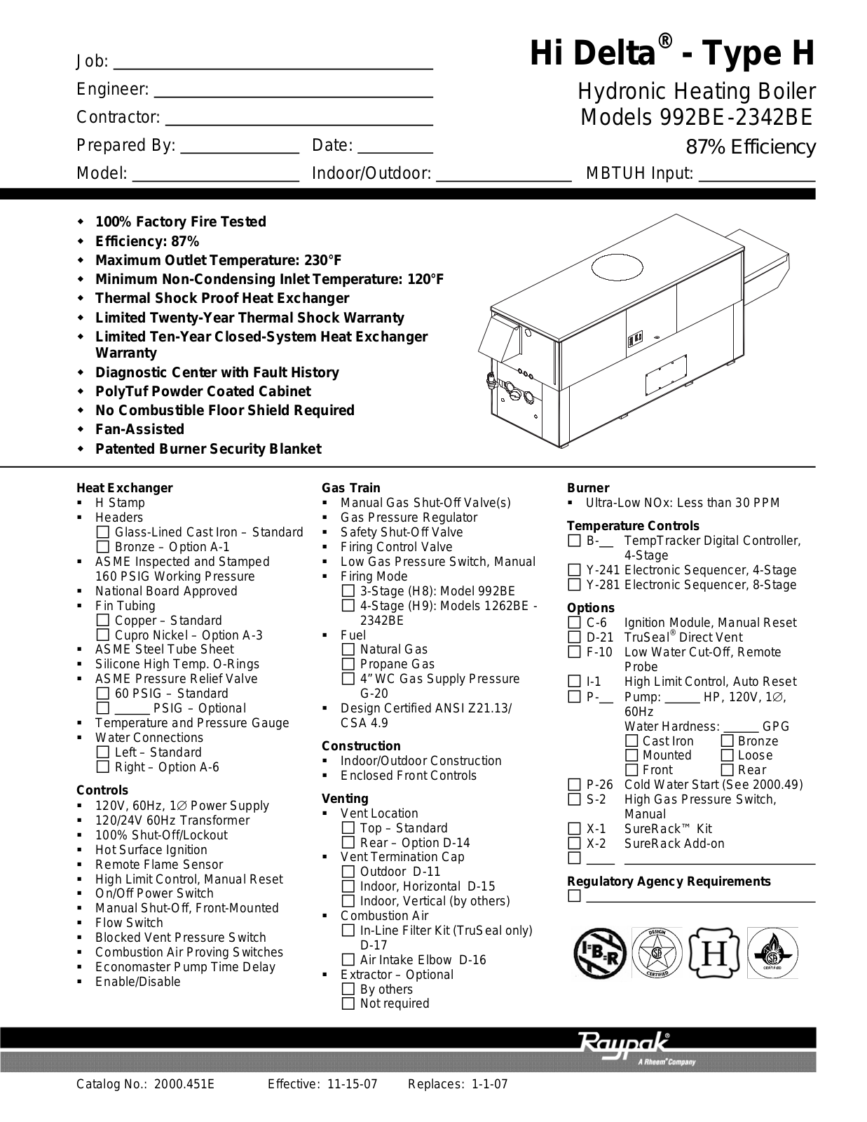 Raypak 992BE-2342BE User Manual