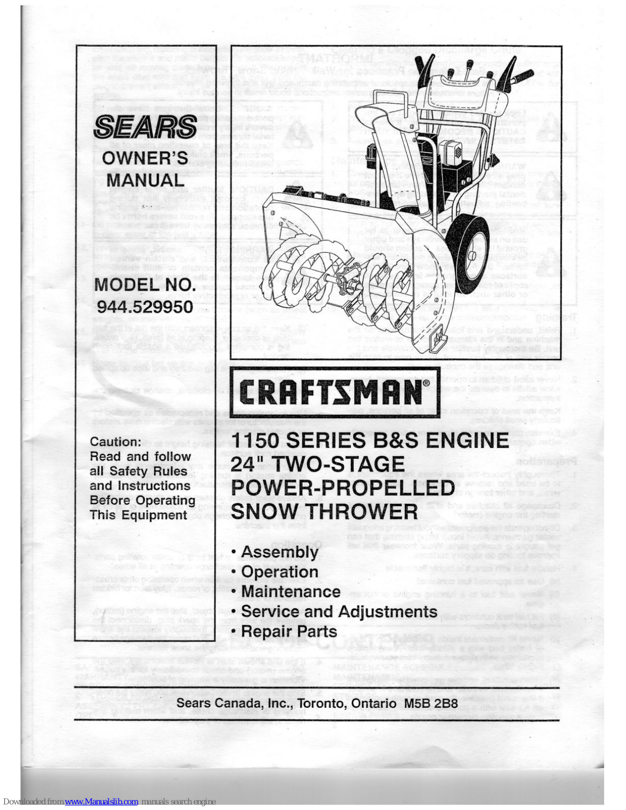 Craftsman 944.529950 Owner's Manual