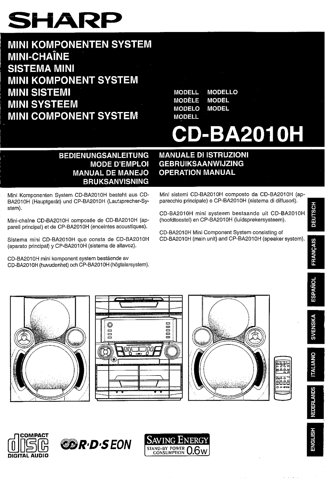 Sharp CD-BA2010H User Manual