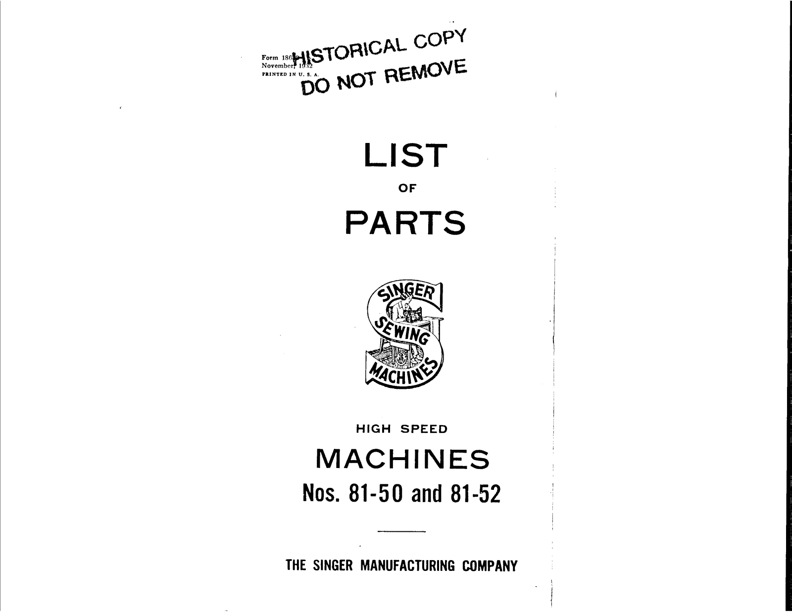 Singer 81-50, 81-52 User Manual