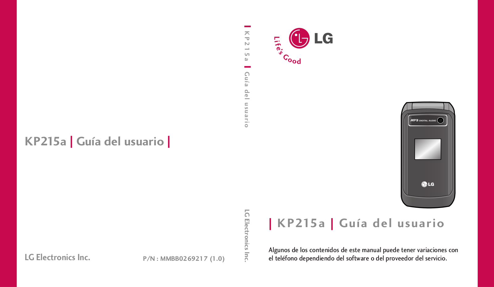 LG KP215A Owner's manual
