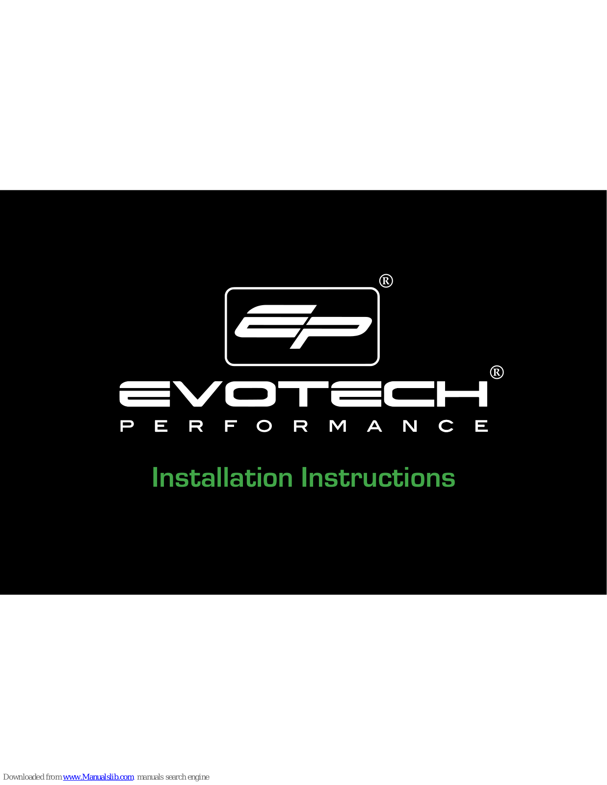 Evotech 11999 Installation Instructions Manual