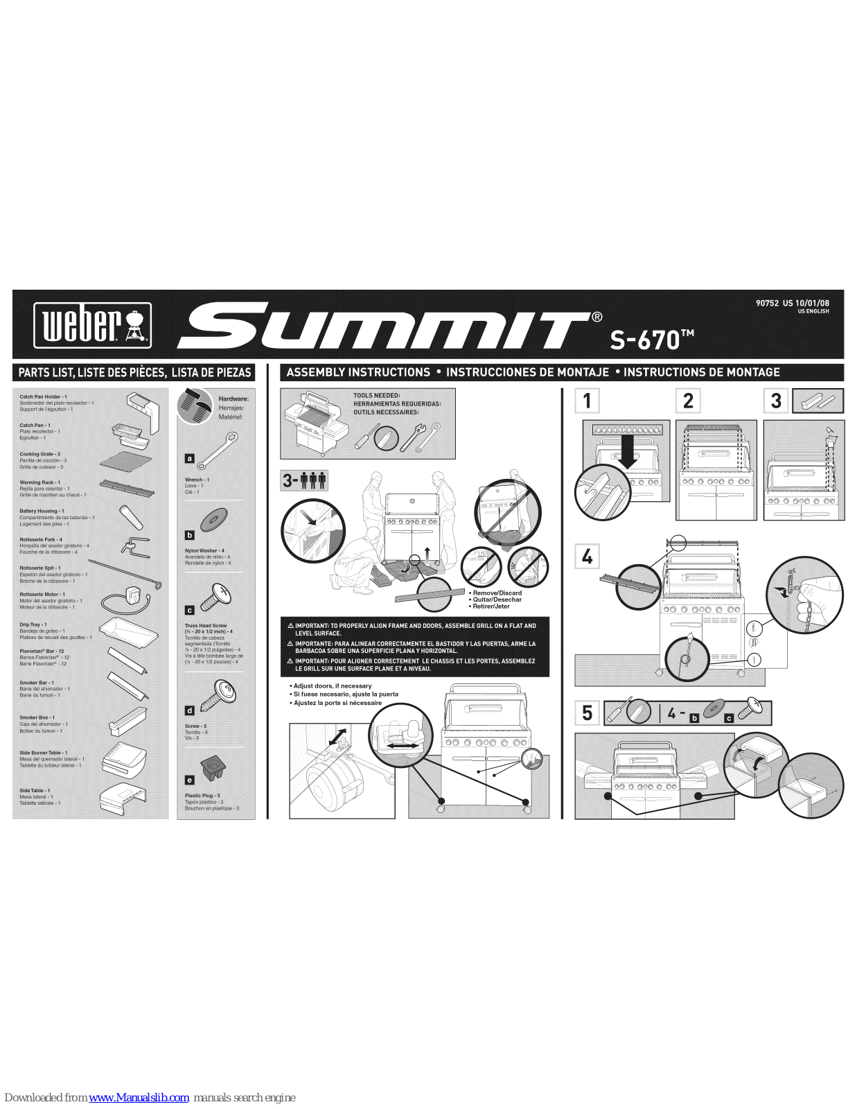 Weber Summit S-670 NG Assembly Instructions - ManualMachine.com