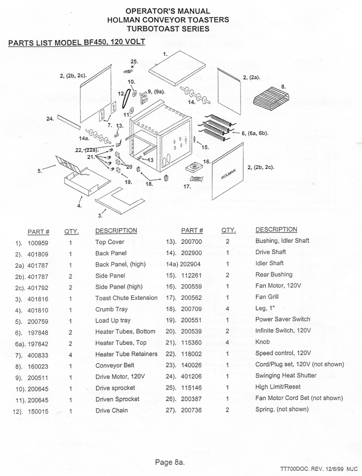 Holman BF450 Parts Manual