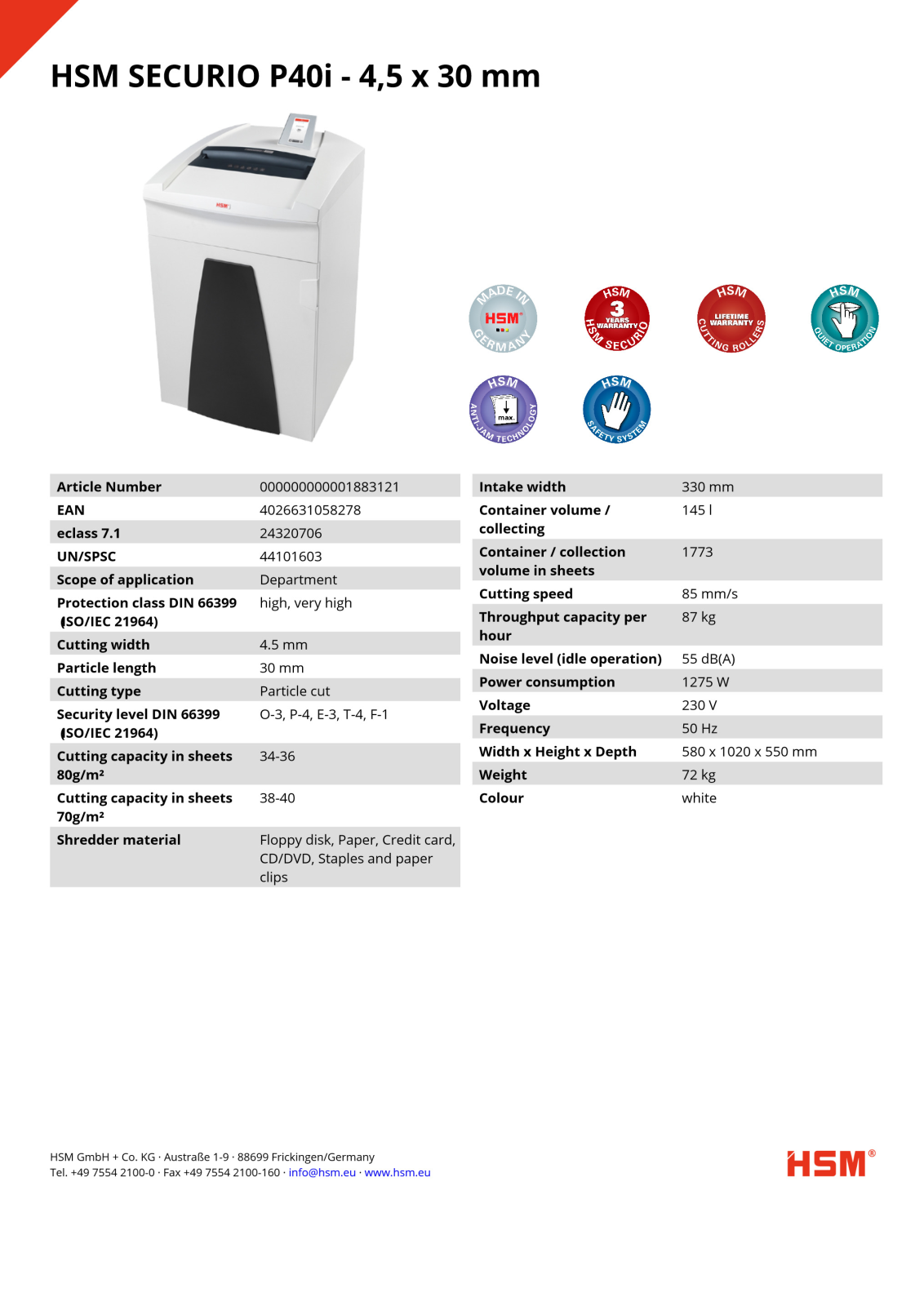 HSM P40i 4.5x30mm User Manual