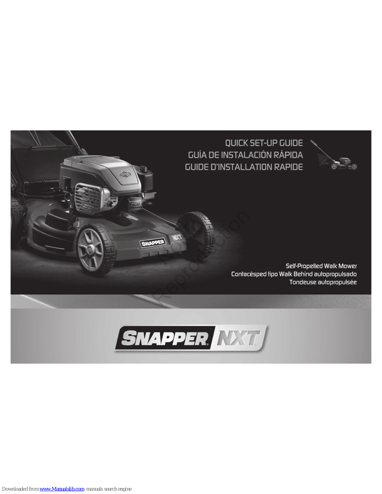 Snapper NXT 7800580, NXT 7800696 Quick Setup Manual