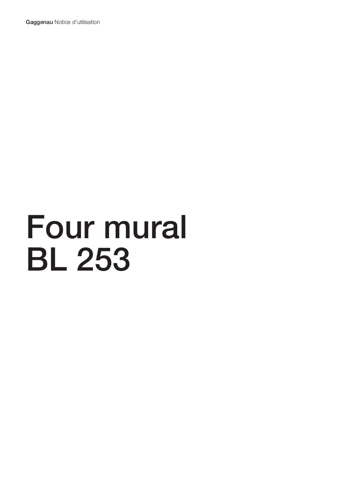 GAGGENAU BL253, BL253110 User Manual