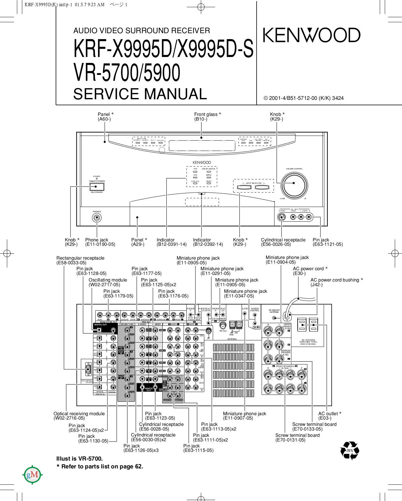 Kenwood KR-FX9995-DS, KR-FX9995-D, KR-FVR5900, KR-FVR5700 Service Manual