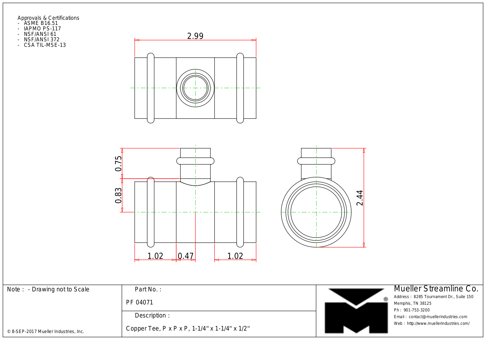 Mueller Streamline PF 04071 Cad Drawing - ManualMachine.com