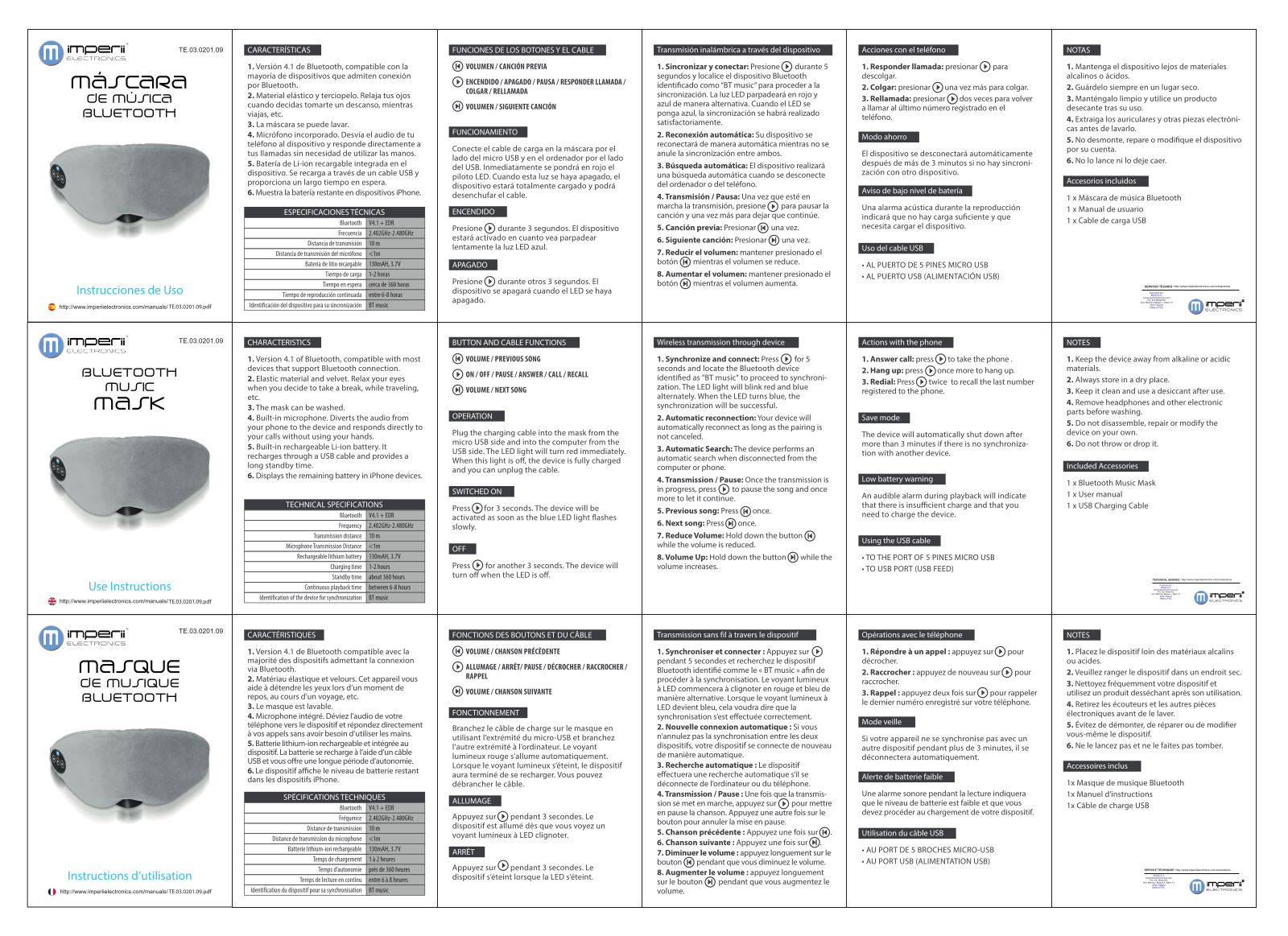 imperii electronics Bluetooth Music Mask Instruction Manual