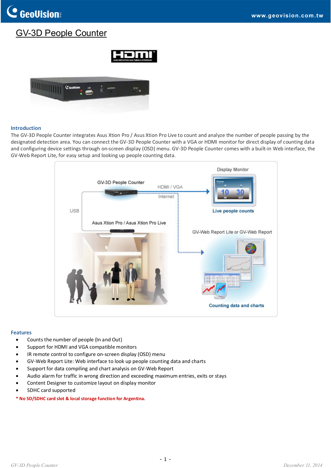 Geovision GV-3D Specsheet