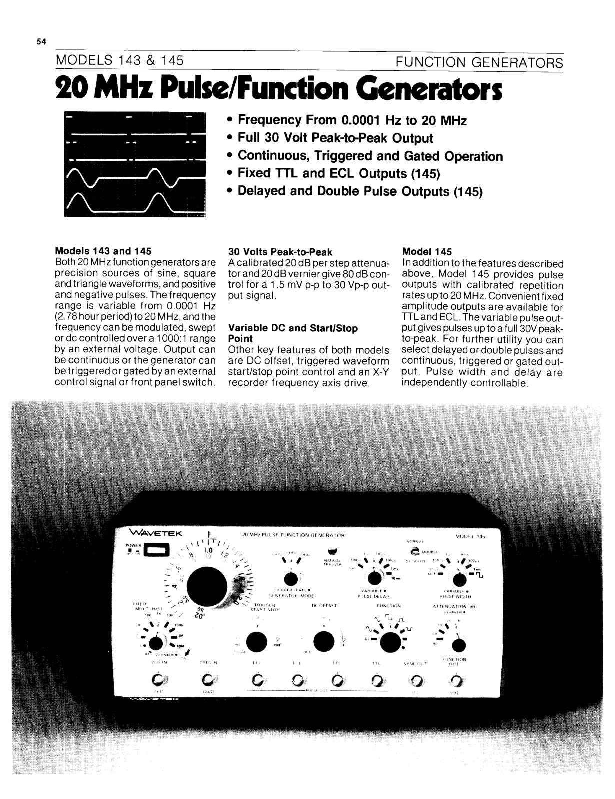 Wavetek 145, 143 Datasheet