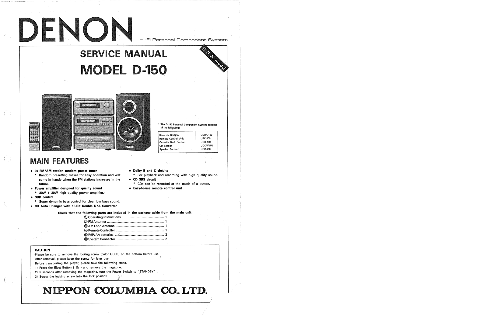 Denon D-150 Service Manual