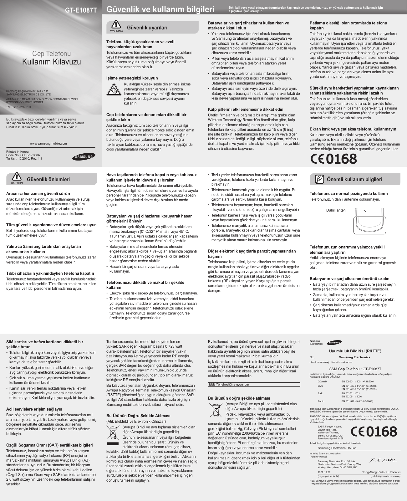 Samsung GT-E1087T User Manual