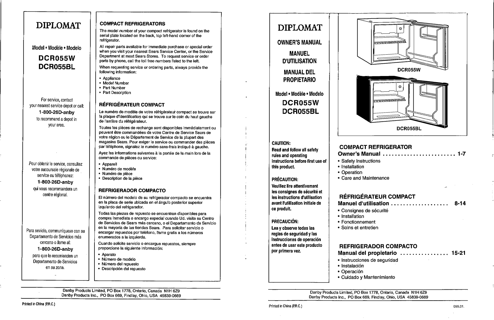 Danby DCR055W, DCR055BL User Manual