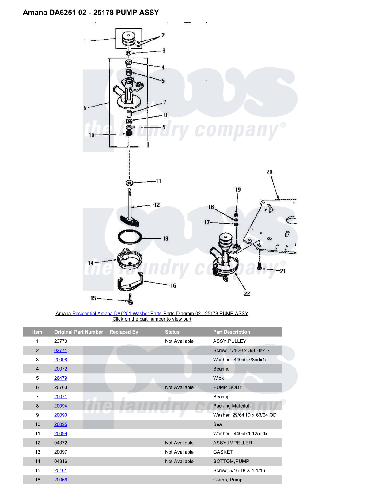 Amana DA6251 Parts Diagram