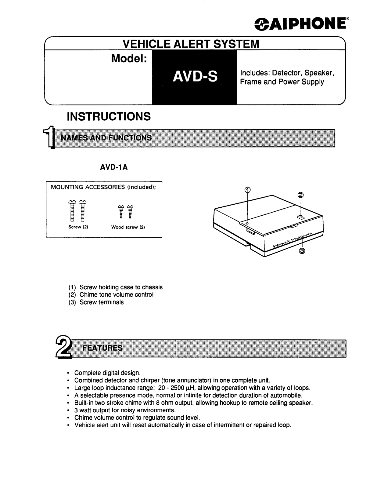 Aiphone AVD-S User Manual