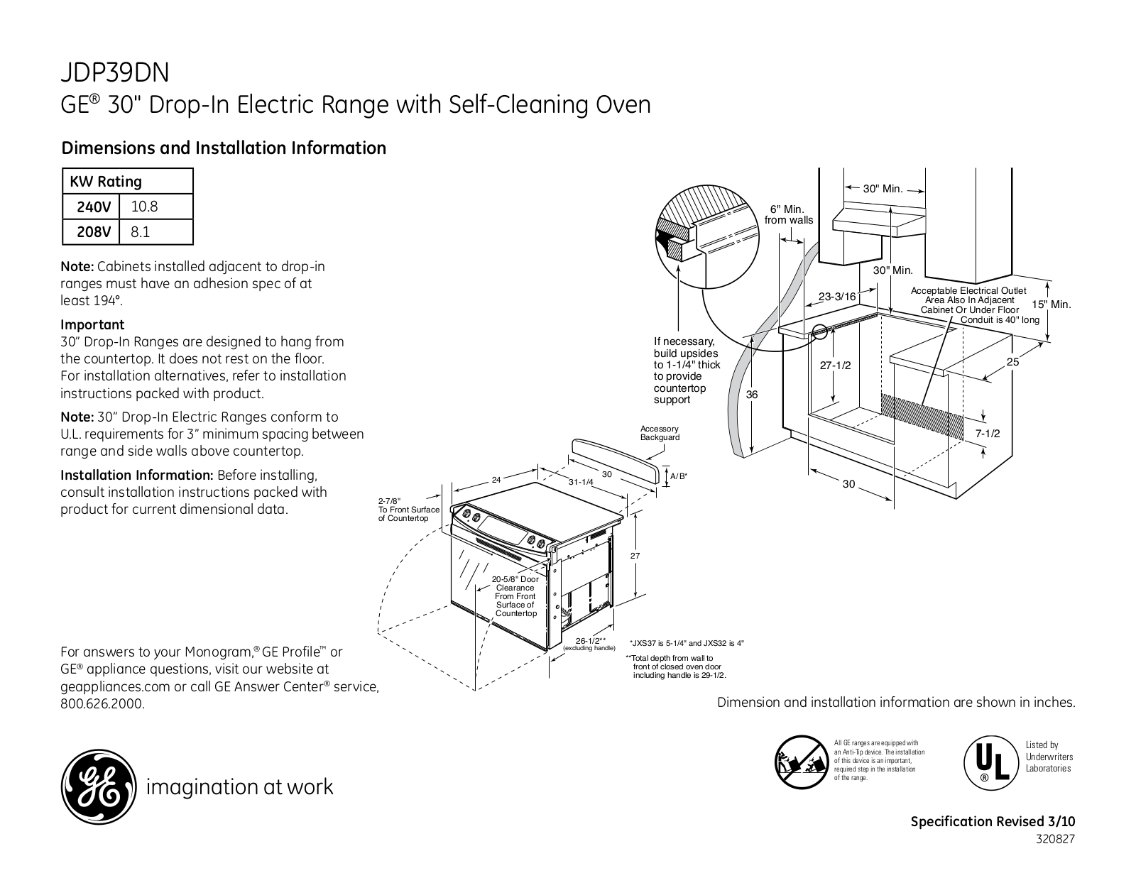 General Electric JDP39DNBB User Manual