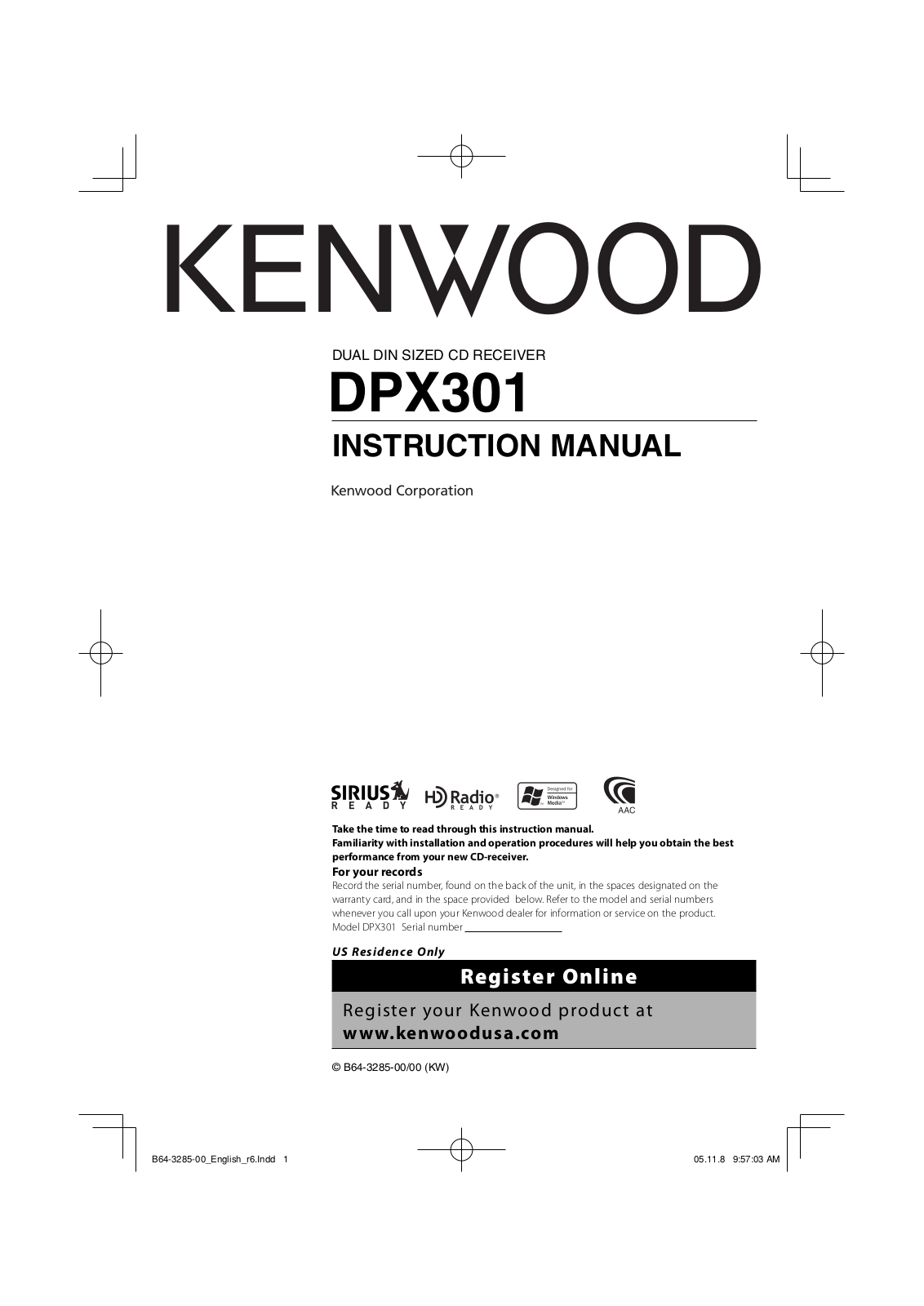 Kenwood DPX301 User Manual