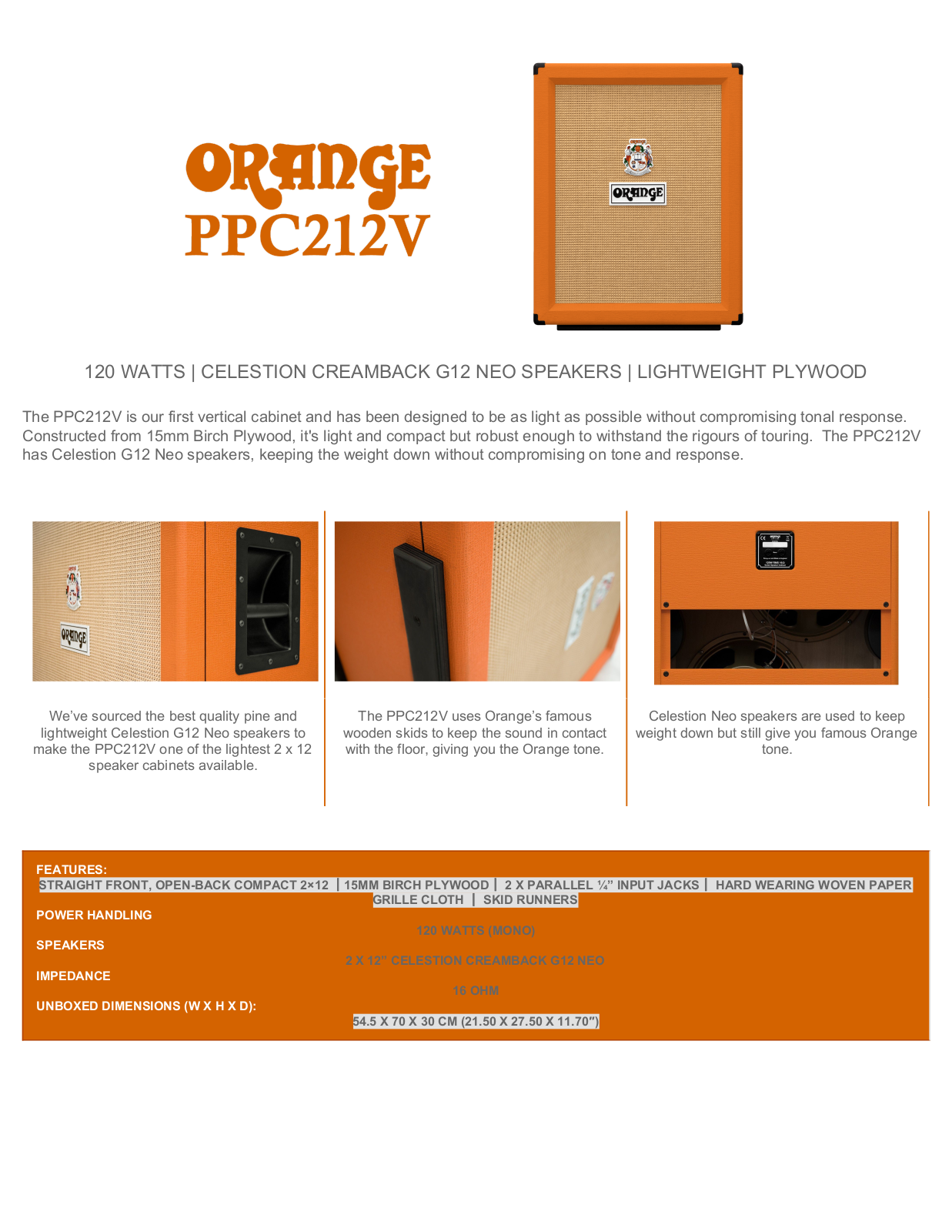 Orange PPC-212-V Specifications