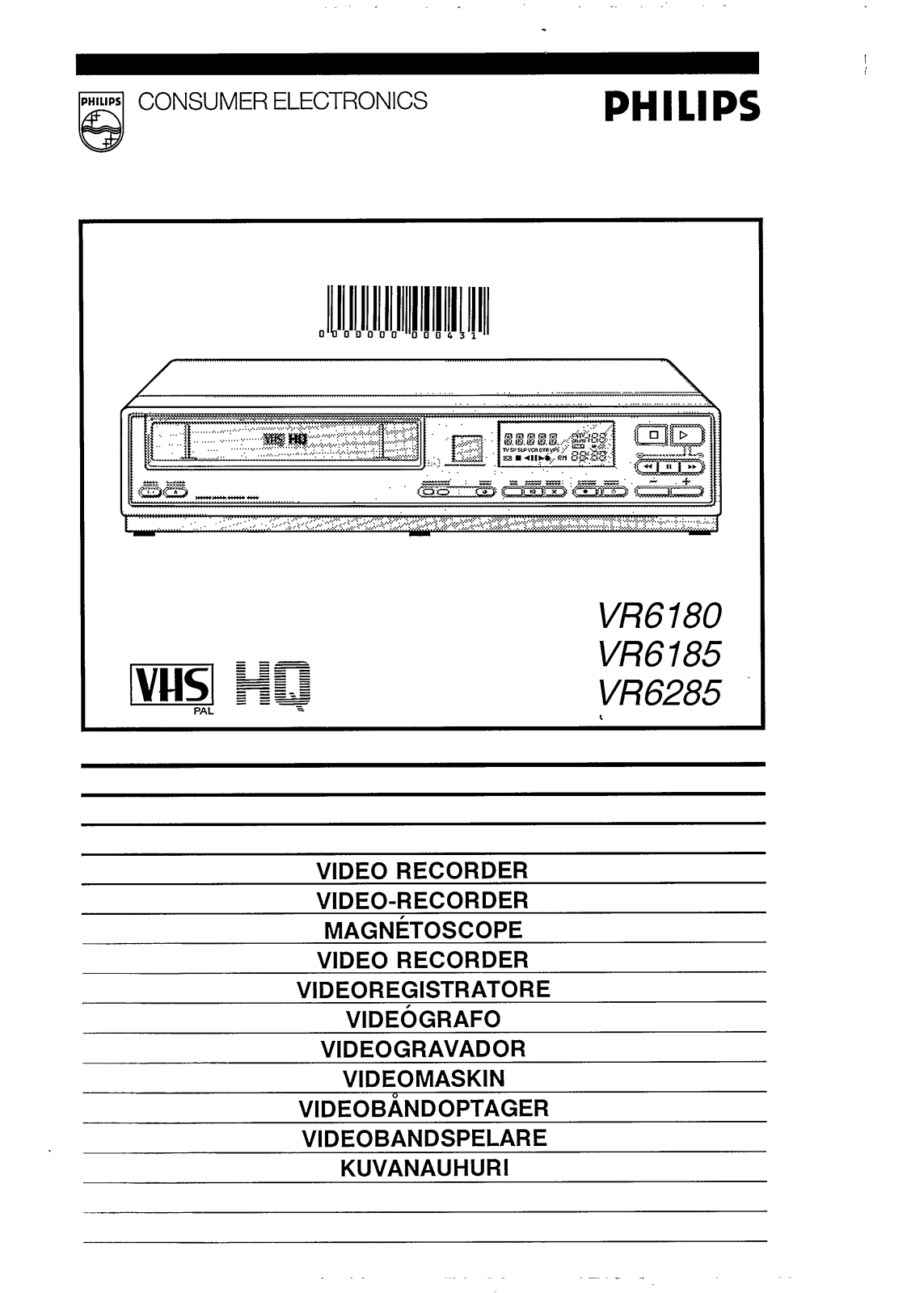 Philips VR6285, VR6185, VR6180 User Manual