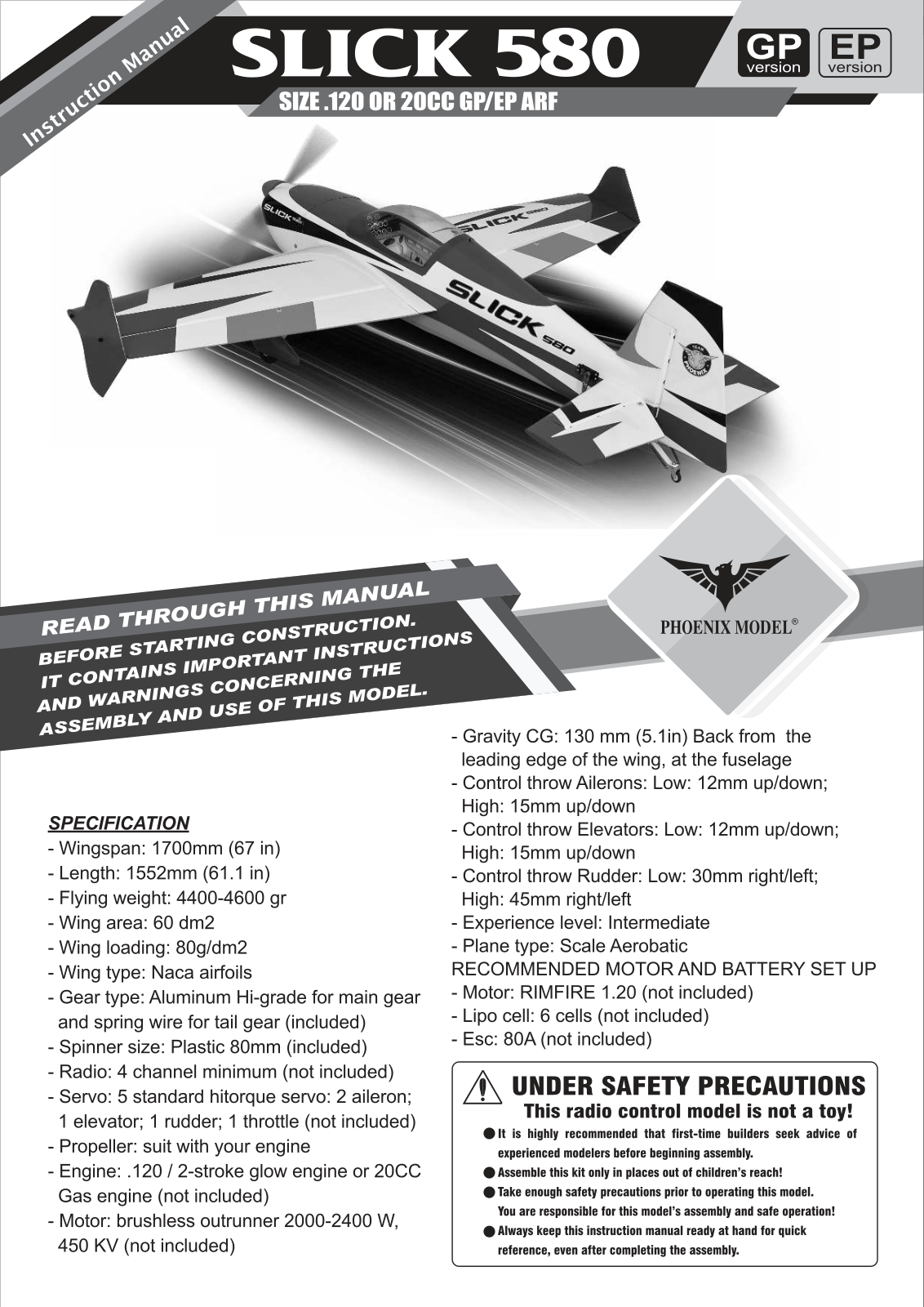Phoenix Model Slick 580 67 User guide - ManualMachine.com