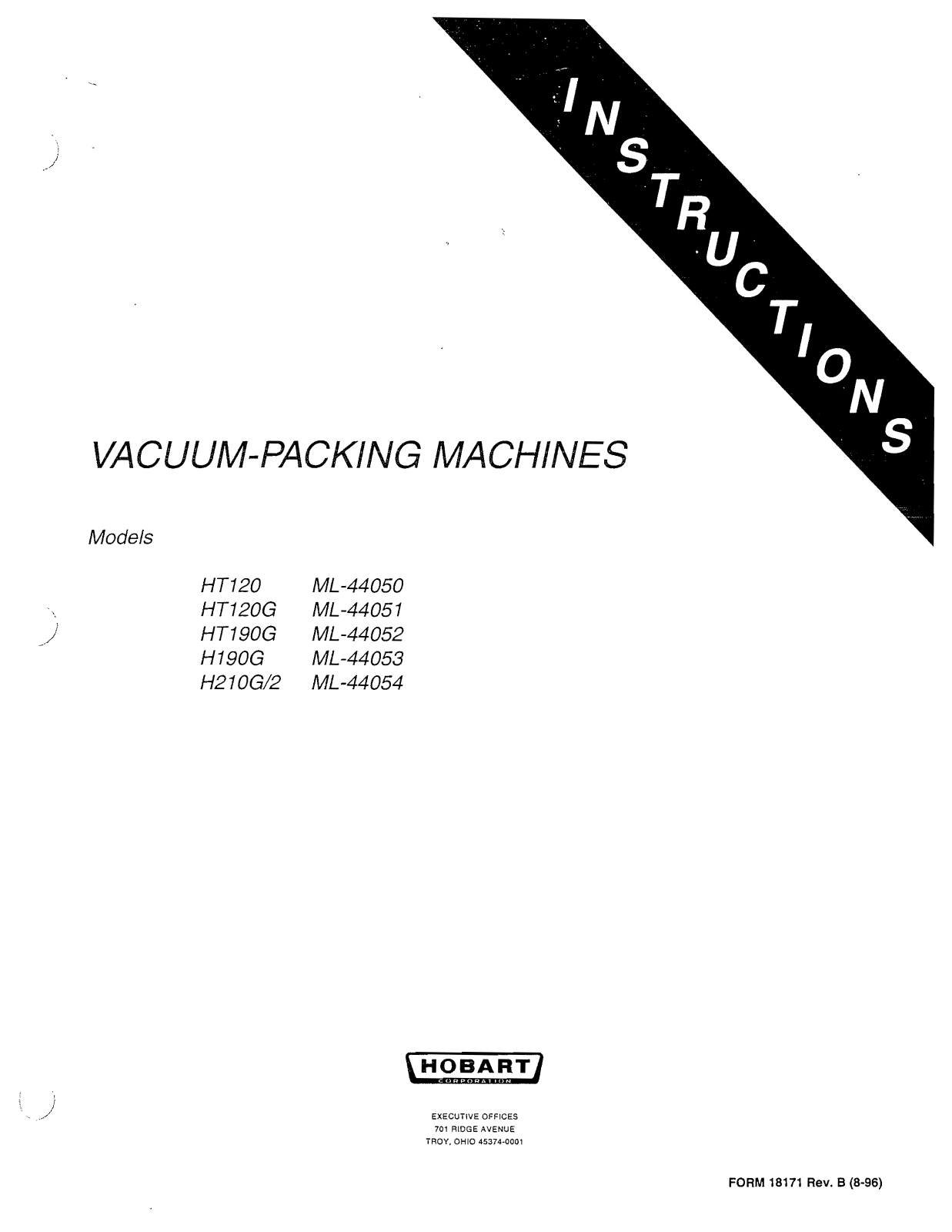 Hobart HT120 Installation Manual