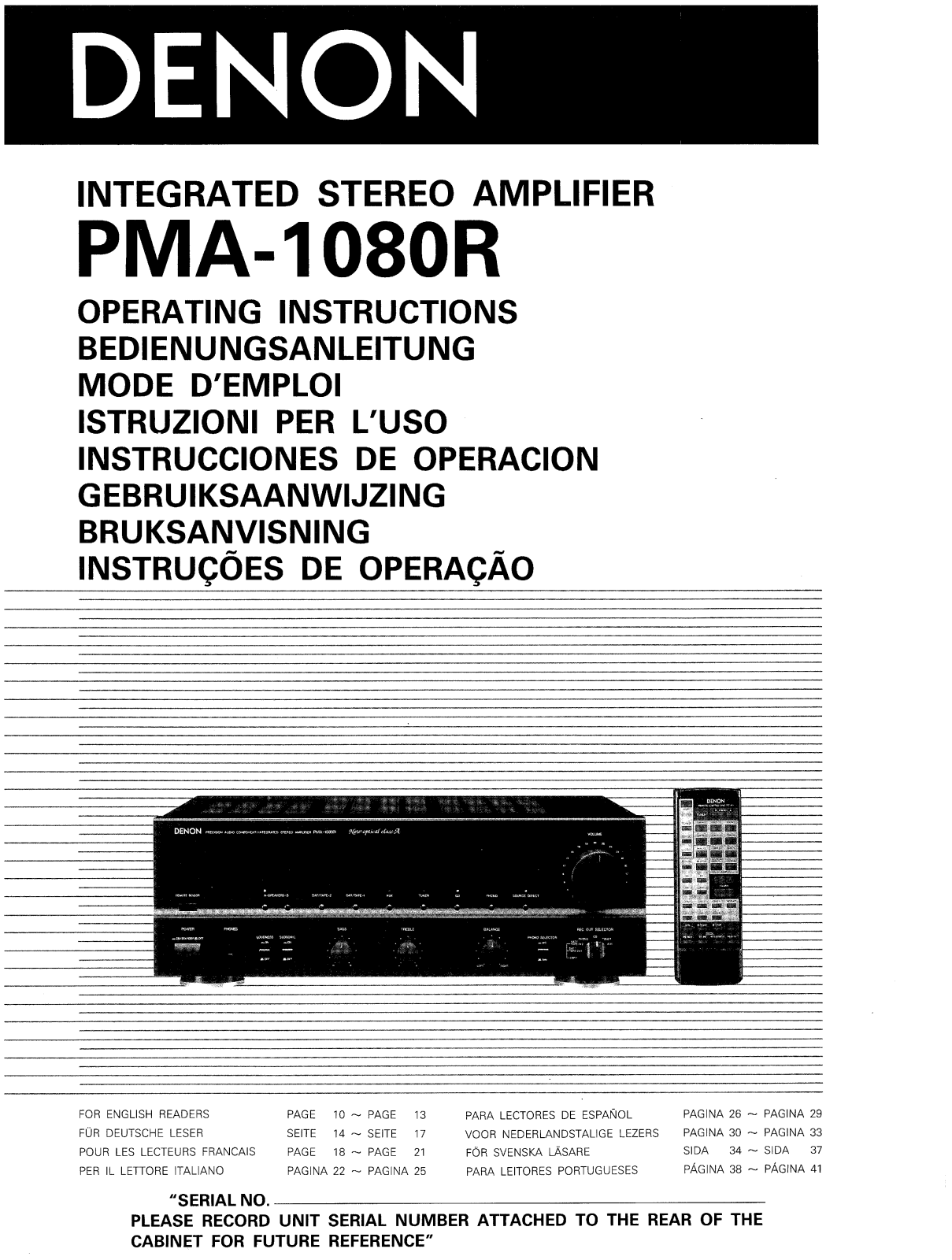 Denon PMA-1080R Owner's Manual