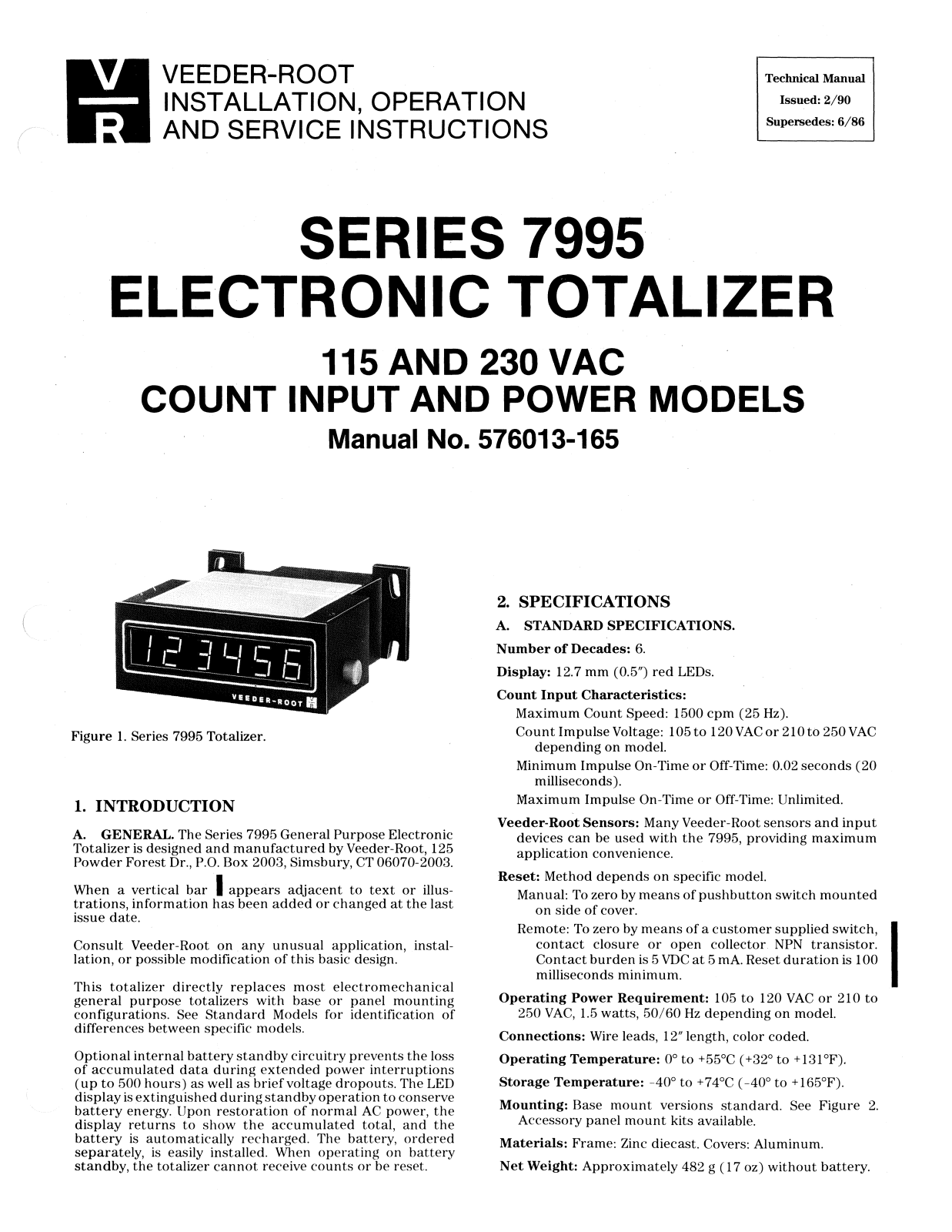 Veeder Root 7995 Series INSTALLATION, OPERATION AND SERVICE INSTRUCTIONS - ManualMachine.com
